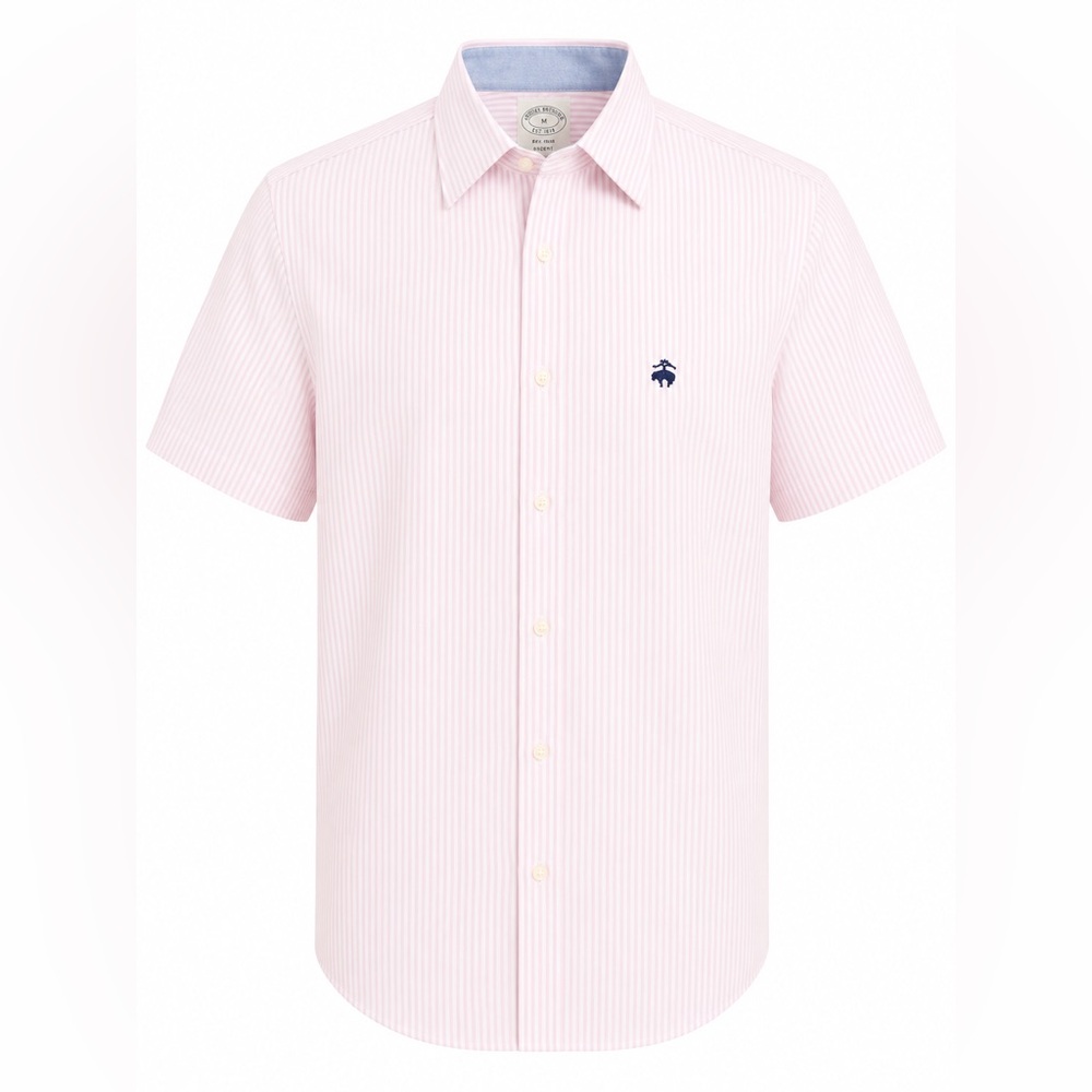 Brooks Brothers Pink & White Striped Short-Sleeve Button-Down Shirt